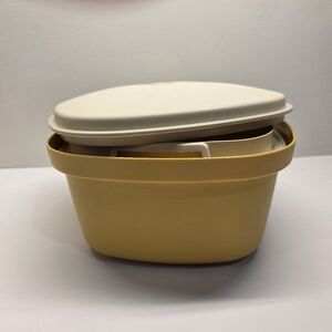 Tupperware Steam N Store 888 Harvest Gold and Ivory Vintage Kitchen Collectible